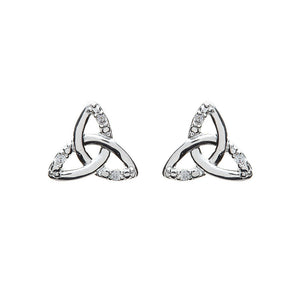 Cubic Zirconia Triquetra Stud Earrings - Celtic Dawn - Jewellery Arts Crafts & Gifts
 - 1