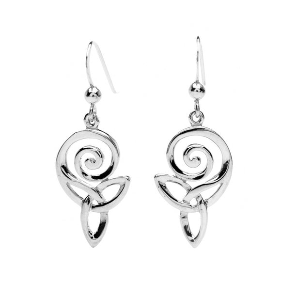Open Spiral Triquetra Drop Earrings - Celtic Dawn - Jewellery Arts Crafts & Gifts
 - 1