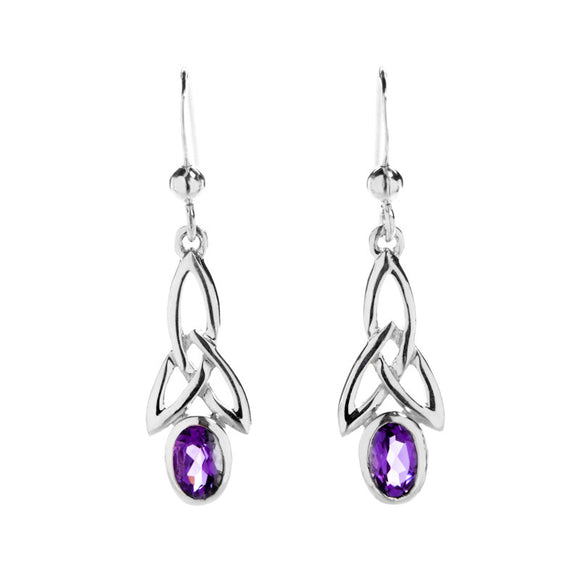 Amethyst Triquetra Knotwork Drop Earrings - Celtic Dawn - Jewellery Arts Crafts & Gifts
 - 1