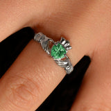 Emerald Cubic Zirconia Claddagh Ring
