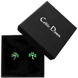 Green Crystal Shamrock Stud Earrings