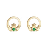 Green Cubic Zirconia Claddagh Stud Earrings
