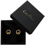 Green Cubic Zirconia Claddagh Stud Earrings