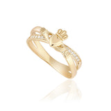 Cubic Zirconia Crossover Claddagh Ring