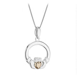 Solid Gold Heart Claddagh Pendant