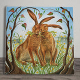 Hares Happy Together Wendy Andrew Ceramic Art Panel