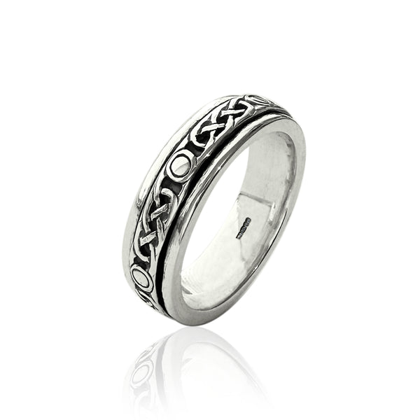 Black & Rainbow Celtic Spinner Ring - Stainless Steel Meditation Worry Wedding Band 5 thumbnail image