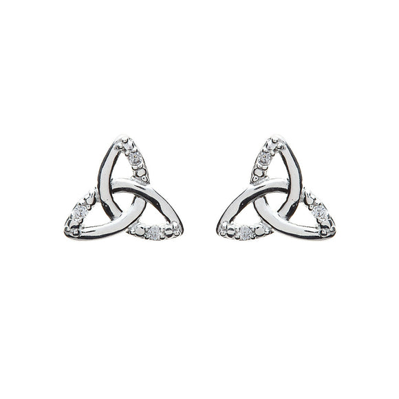 Cubic Zirconia Triquetra Stud Earrings - Celtic Dawn - Jewellery Arts Crafts & Gifts
 - 1