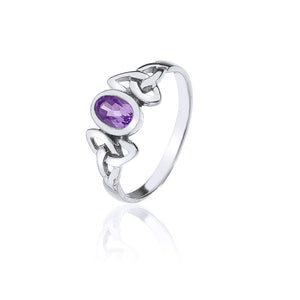 Amethyst Triquetra Knotwork Ring (Small)