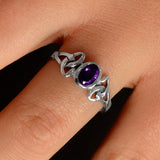 Amethyst Triquetra Knotwork Ring (Small)