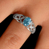 Blue Topaz Triquetra Knotwork Ring