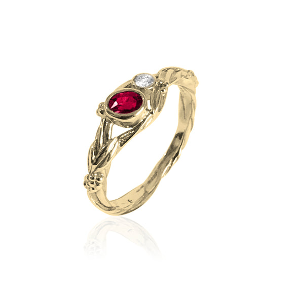 Tree of Life Ruby and Diamond Engagement Ring