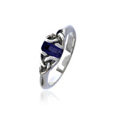 Blue Sapphire Triquetra Gemstone Ring