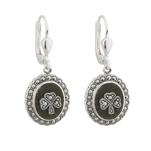 Connemara Marble Shamrock Drop Earrings - Celtic Dawn - Jewellery Arts Crafts & Gifts
 - 1