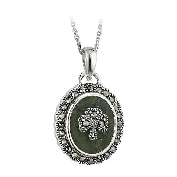 Connemara Marble Shamrock Pendant - Celtic Dawn - Jewellery Arts Crafts & Gifts
 - 1