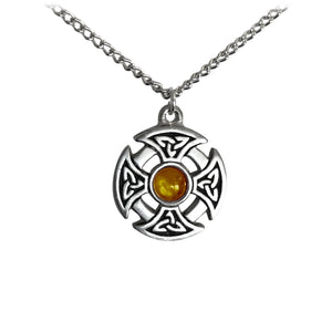 Circular Celtic Cross Gemstone Pendant