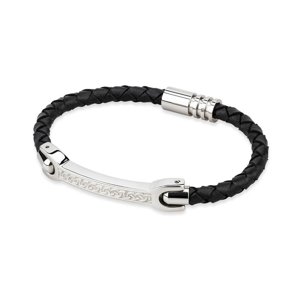 Knotwork Stainless Steel Leather Cord Bracelet
