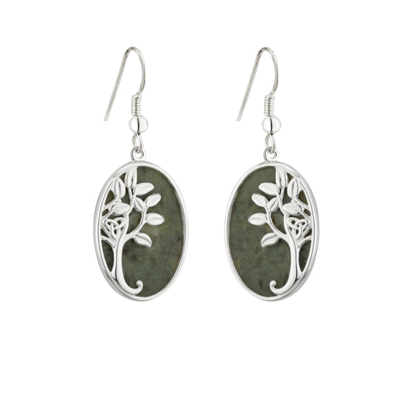 Connemara Marble Tree of Life Triquetra Drop Earrings