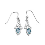 Blue Topaz Triquetra Gemstone Drop Earrings