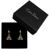 Emerald Triquetra Drop Earrings