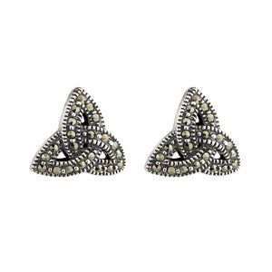 Marcasite Triquetra Stud Earrings - Celtic Dawn - Jewellery Arts Crafts & Gifts
 - 1