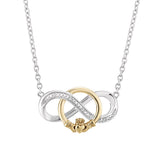 Solid Gold Claddagh Diamond Infinity Knot Necklace