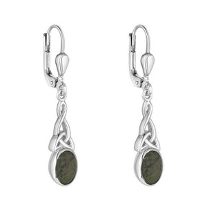 Connemara Marble Triquetra Gemstone Drop Earrings (Long)