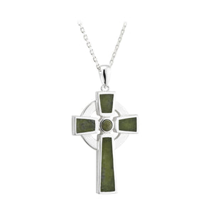 Double Sided Connemara Marble Celtic Cross Pendant