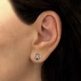Green Cubic Zirconia Claddagh Stud Earrings