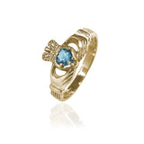 Traditional Gemstone Blue Topaz Claddagh Ring
