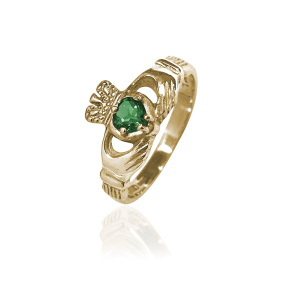 Traditional Gemstone Emerald Claddagh Ring
