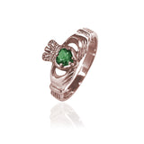 Traditional Gemstone Emerald Claddagh Ring
