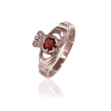 Traditional Gemstone Garnet Claddagh Ring