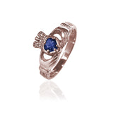 Traditional Gemstone Blue Sapphire Claddagh Ring