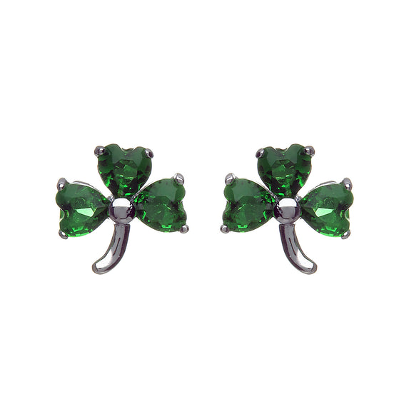 Green Crystal Shamrock Stud Earrings - Celtic Dawn - Jewellery Arts Crafts & Gifts
 - 1