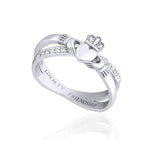 Cubic Zirconia Crossover Claddagh Ring